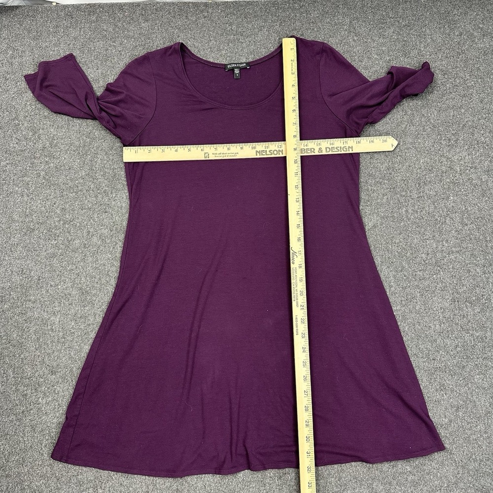 Eileen Fisher Women Knit A-Line Dress Plum Short Sleeve S